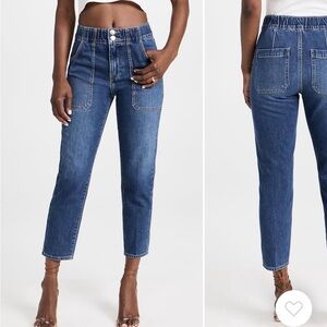 Veronica Beard Arya Straight cropped jean cargo pockets